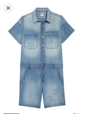 NSF Clothing Abel Mechanic Romper Soft Cotton Chambray Distressed by Design USA